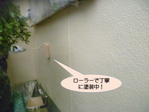 ローラーで塗装中