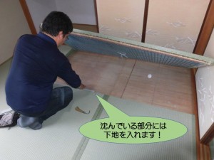 沈んでいる部分には厚紙を入れます