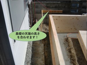 基礎の天端の高さを合わせます