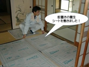 仮置きの養生シートを敷きます