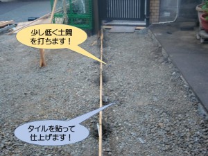 少し低く土間を打ちます