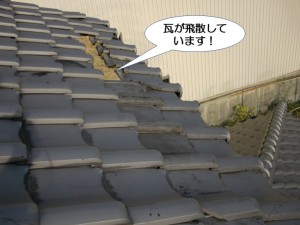 瓦が飛散しています