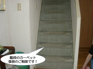 階段のカーペット張替えの調査