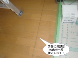 手前のお部屋の床を一部撤去