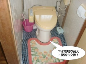 下水を切り替えて便器も交換