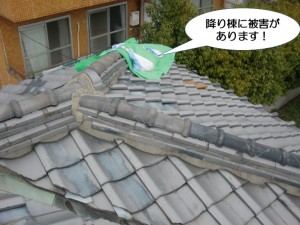 降り棟に被害があります