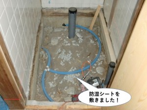 トイレに防湿シート敷