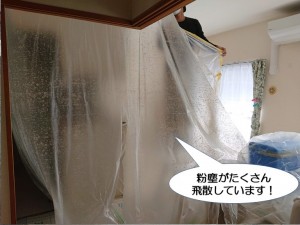 粉塵がたくさん飛散しています