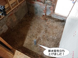 排水管を立ち上げました