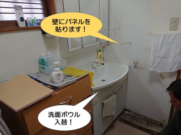 和泉市の洗面台のボウルを入替