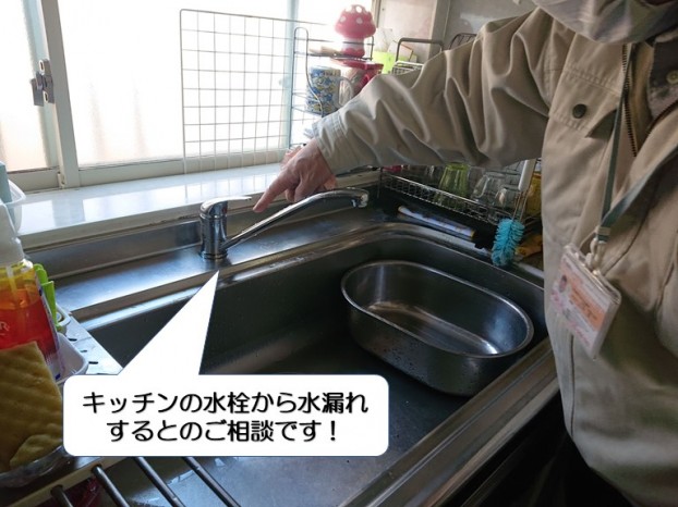 岸和田市のキッチンの水栓から水漏れ
