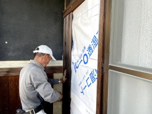 岸和田市の外壁の杉板張替え