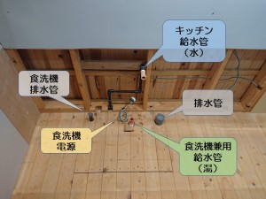 阪南市のキッチンの給排水管完了