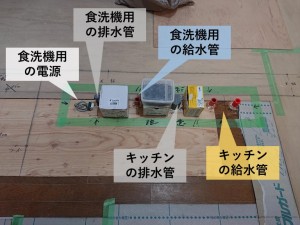 岸和田市のキッチンの給排水管を通しました