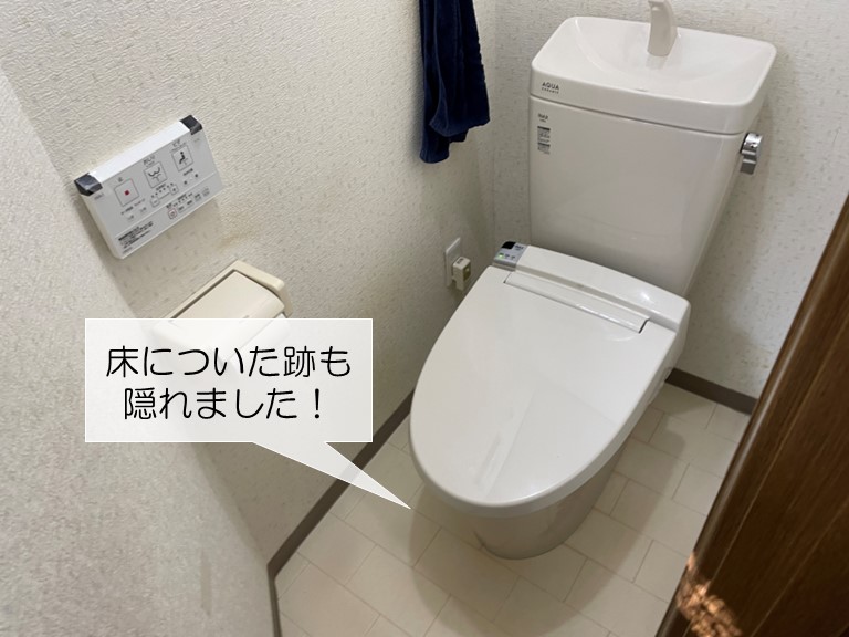 和泉市のトイレ入替で床の跡も隠れました