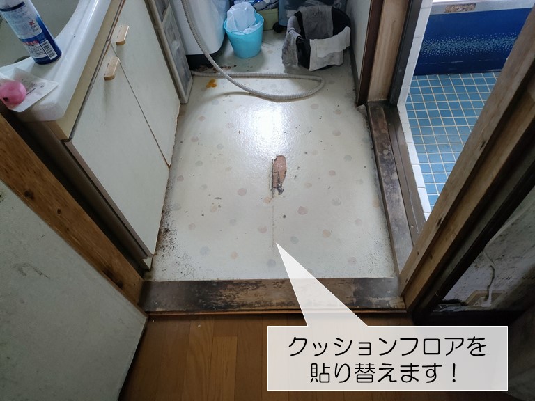 忠岡町の洗面所のクッションフロア